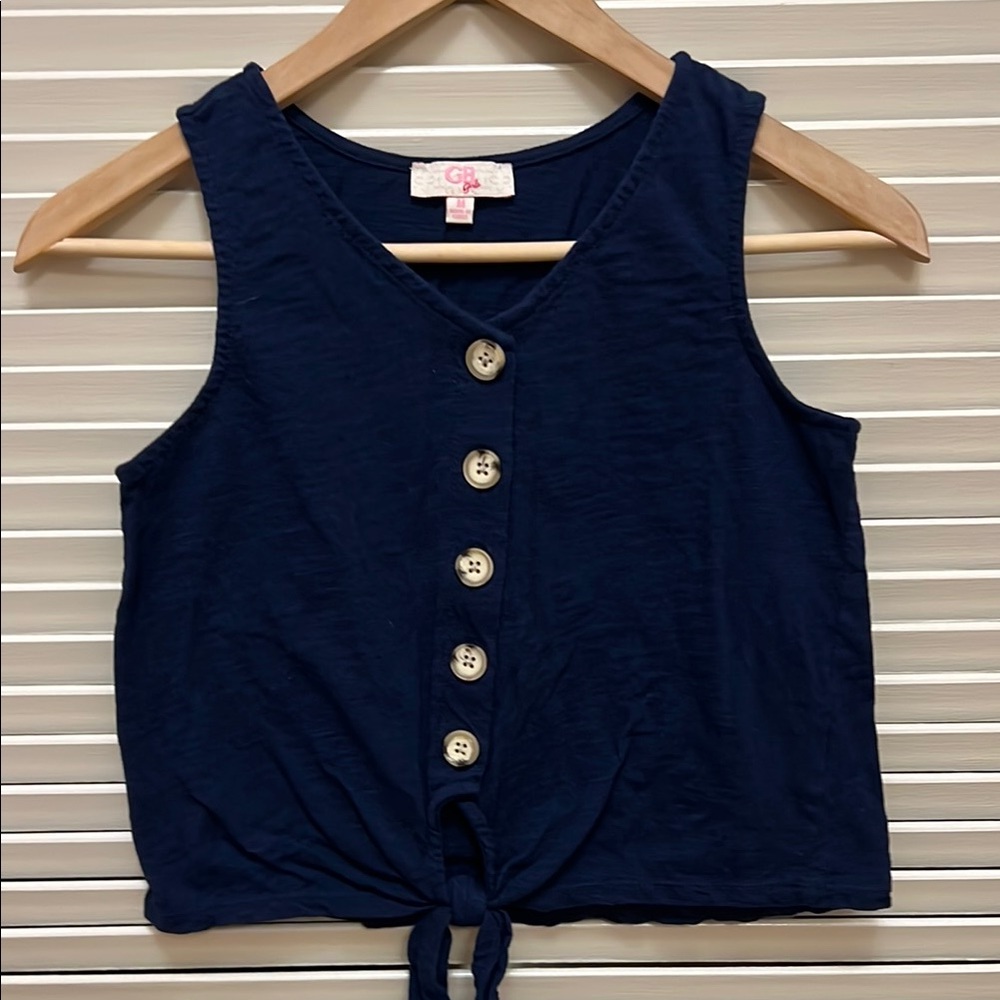 GB girls Button Down Tank in Blue, Size Medium, GUC